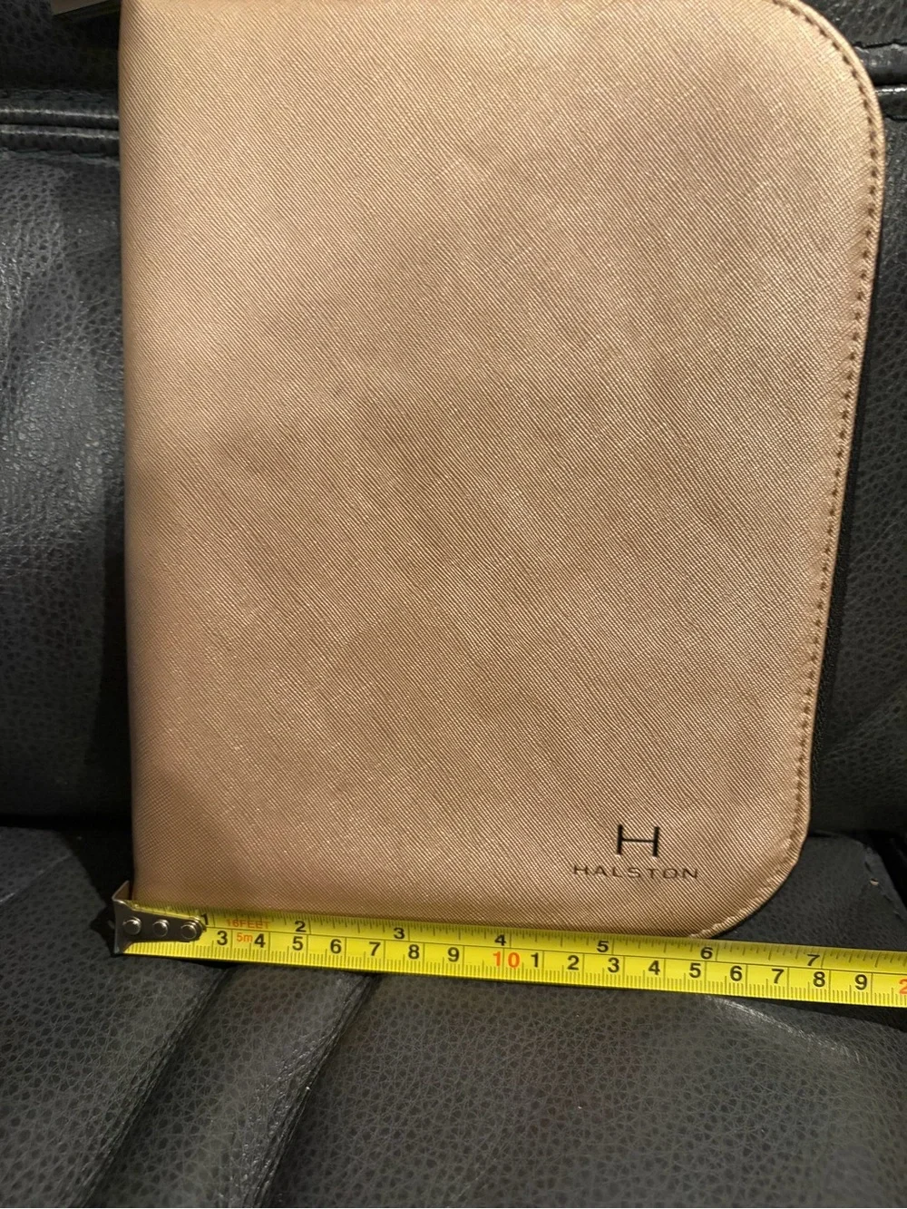 Halston Heritage Tan Leather Zip Jewelry Pouch